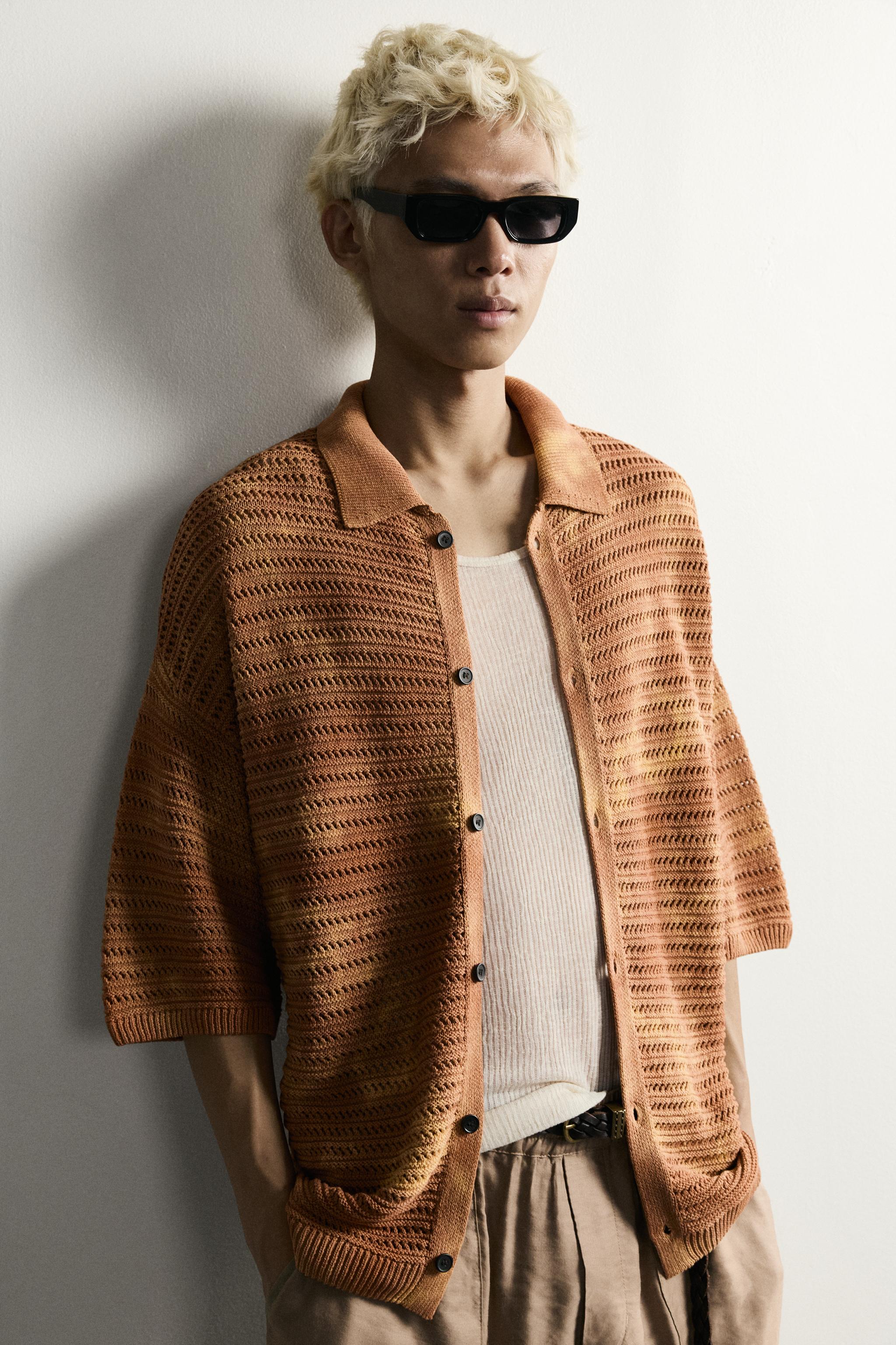 WASHED EFFECT RELAXED FIT KNIT SHIRT